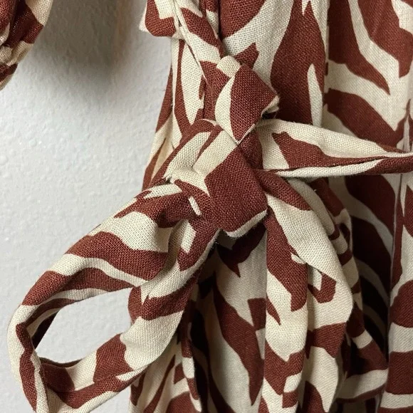 Eloquii Plus Size 20 Animal Print Linen Blend Belted Boho Coastal Dress - Picture 4 of 8